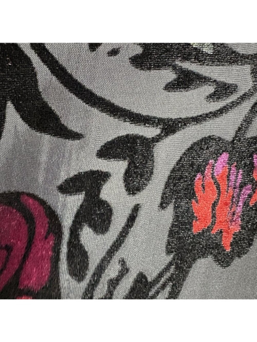 Coldwater Creek Black Pink Floral Velvet Sheer Lined Maxi Skirt - Picture 7 of 13
